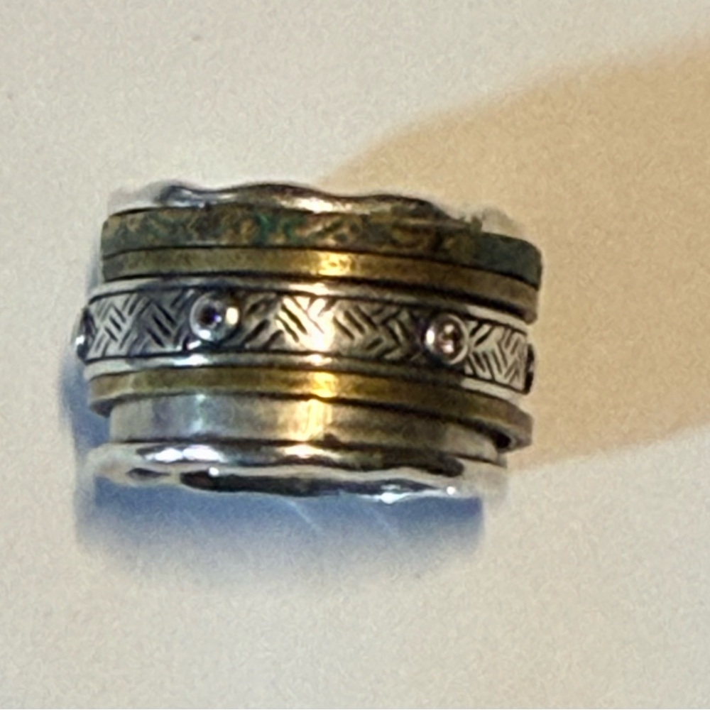 Silpada Sterling Silver and Brass Isabella Spinner Ring Size 7 - Picture 2 of 5